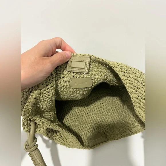 Madewell The Camren Straw Bag with Leather Trim in Sagebrush with gold charms - Picture 12 of 16